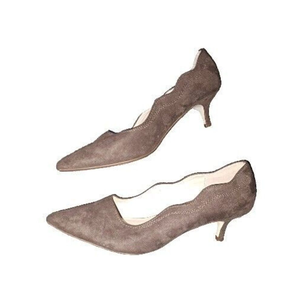 Athena Alexander Women's Brown Faux Suede Pumps Size 6 1/2 Kitten Heels Shoes